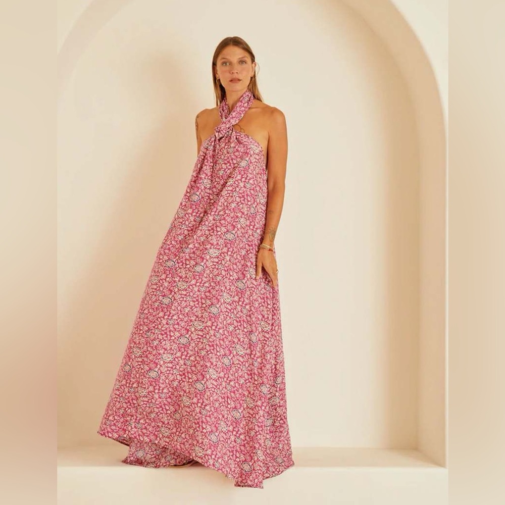 Natalie Martin Halter Neck Maxi Dress - Pink